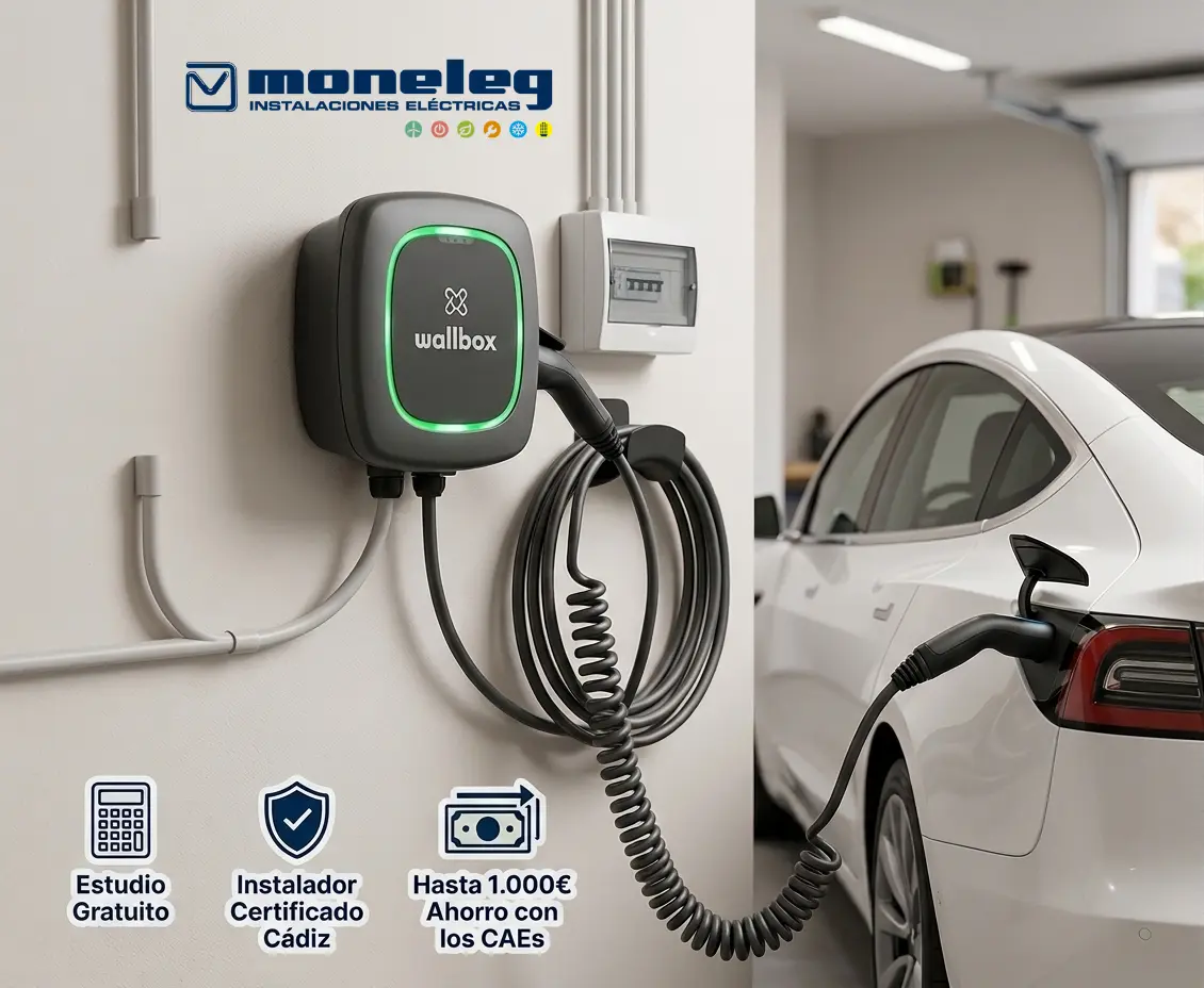 Vehículo eléctrico conectado a un punto de recarga